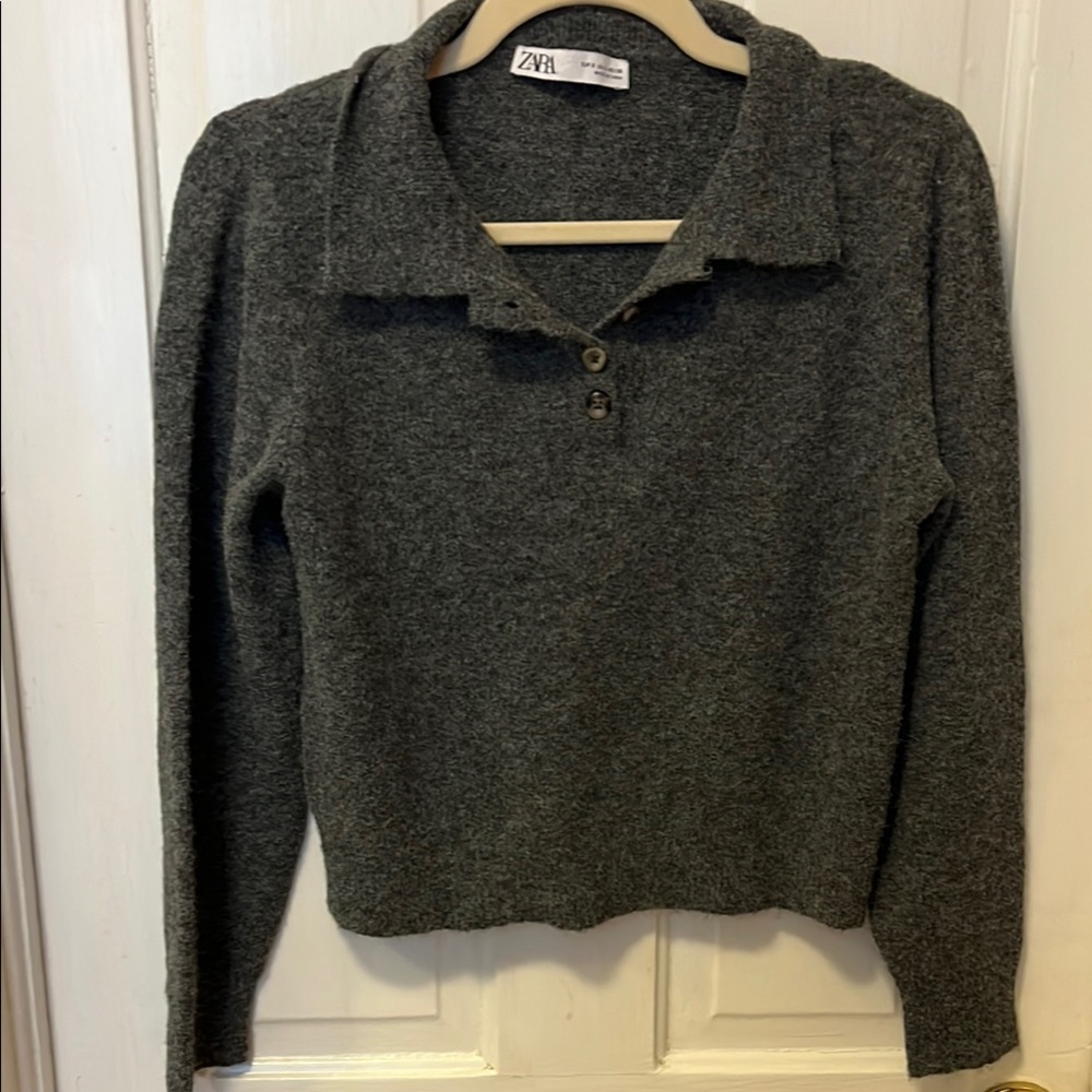 Zara Gray Collared Sweater